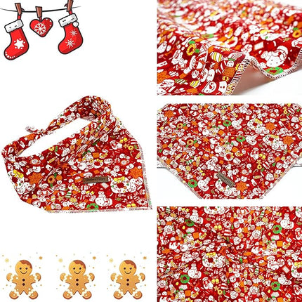 Lionheart glory Christmas Dog Bandana Red Dogs Bandana 1 Pack Washable Soft Dog Scarf, Square Adjustable Pet Bandanas for Small Dogs