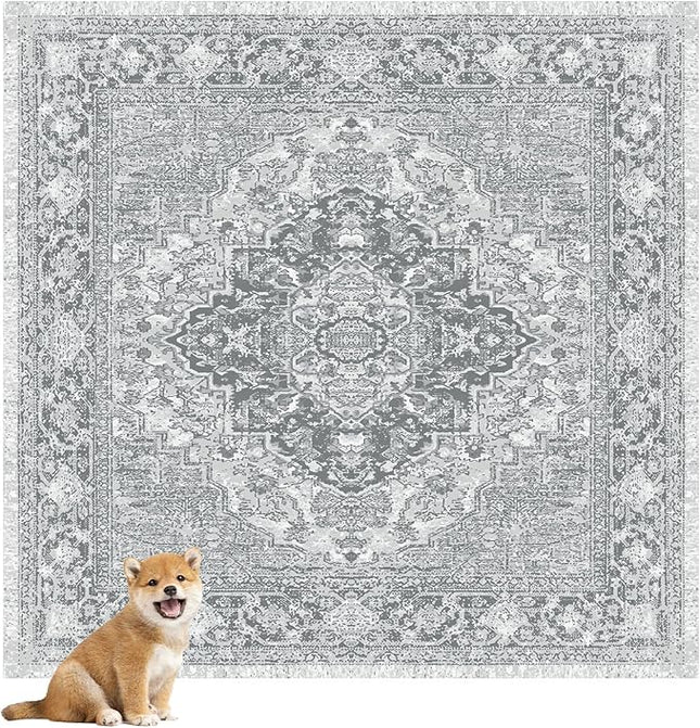 nunubaby Washable Pee Pads for Dogs, Stylish, Non-Slip and Leak-Proof Pee Pads. Reusable Potty Pads for Dogs for Crates and Floors.(Gray/Geo, 72" x72" )