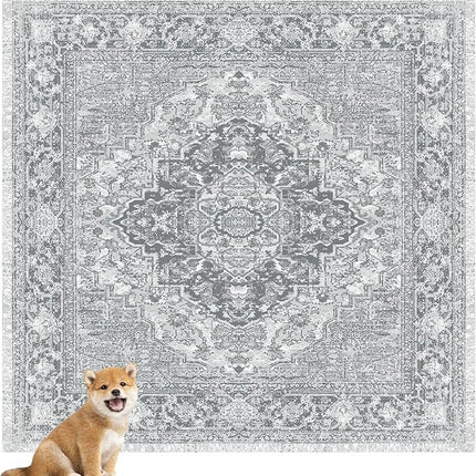 nunubaby 2PACK Washable Pee Pads for Dogs, Stylish, Non-Slip and Leak-Proof Pee Pads. Reusable Potty Pads for Dogs for Crates and Floors.(Gray/Geo, 72" x72")