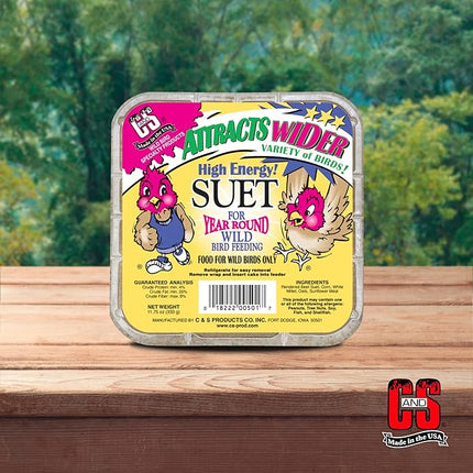 C&S High Energy Suet Treat, Wild Bird Food for Woodpeckers, Nuthatches, Chickadees and Jays, 8 Pack