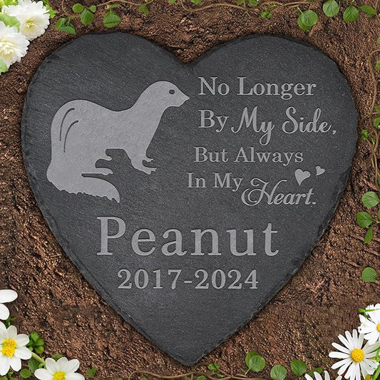 Pet Memorial Stone Ferret - Ferret Headstone - Ferret Memorial Stone - Ferret Memorial Gifts - Loss of a Ferret - Ferret Loss Gifts (Heart-Shaped)