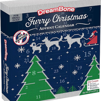 DreamBone Holiday Advent Calendar, Rawhide-Free Dog Treats, for Dogs, 24 Count