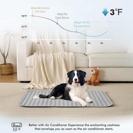 MICROCOSMOS Summer Cooling Mat & Sleeping Pad- Water Absorption Top, Materials Safe, Easy Carry, EZ Clean. Keep Cooling for Pets, Kids and Adults.(Grey, 36" x24")