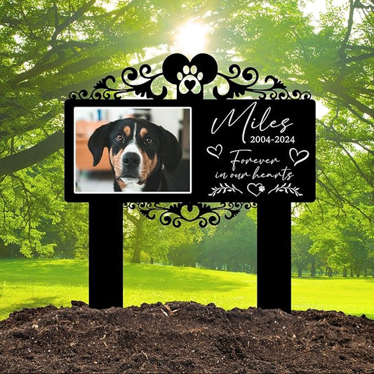 Custom Pet Grave Markers Dog | Custom Pet Headstones for Dogs | Best Memorial Gifts to Tribute Your 4-Legged Companions | Personalized Grave Marker for Furry Friends with Simple Photo Frame