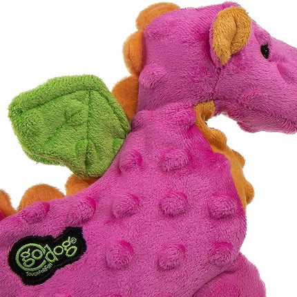 goDog Bubble Plush Dragons Squeaky Dog Toy, Chew Guard Technology - Hot Pink, Small