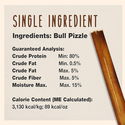 Cadet Bully Sticks for Small Dogs, All-Natural Beef Pizzle, Rawhide-Free Long-Lasting Dog Chews for Aggressive Chewers, 1 Pound