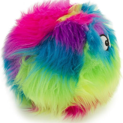 goDog Furballz Squeaky Plush Ball Dog Toy, Chew Guard Technology - Rainbow, Medium