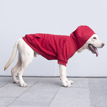 Large Dog Zipper Hoodies Clothes Zip Up Sweaters for Labrador Dobermann, Red, 5X-Large