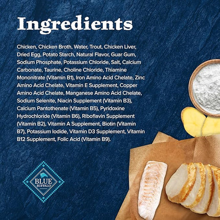 Blue Buffalo Wilderness Wild Delights Meaty Morsels Wet Cat Food, High-Protein & Grain-Free, Made with Natural Ingredients, Chicken & Trout Recipe in Tasty Gravy, 3-oz. Cans (24 Count)