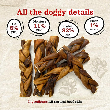 Natural Farm Odor Free Braided Collagen Chews for Dogs (12 Inch, 12 Pack), Collagen Sticks, Natural Dog Chews, Long Lasting, for Small, Medium and Large Dogs, Odor-Free, Rawhide Alternative