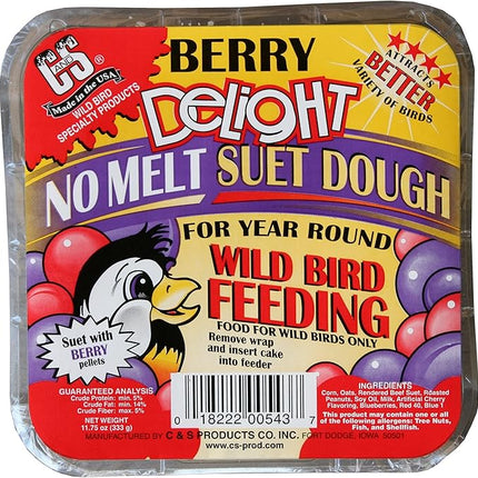 C&S Berry Delight No Melt Suet Dough 11.75 Ounces, 12 Pack