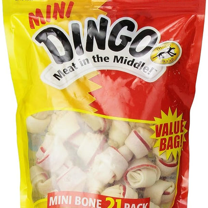 Dingo 156096 Mini Bones for Dogs, Small, Beige,21 Count (Pack of 1)