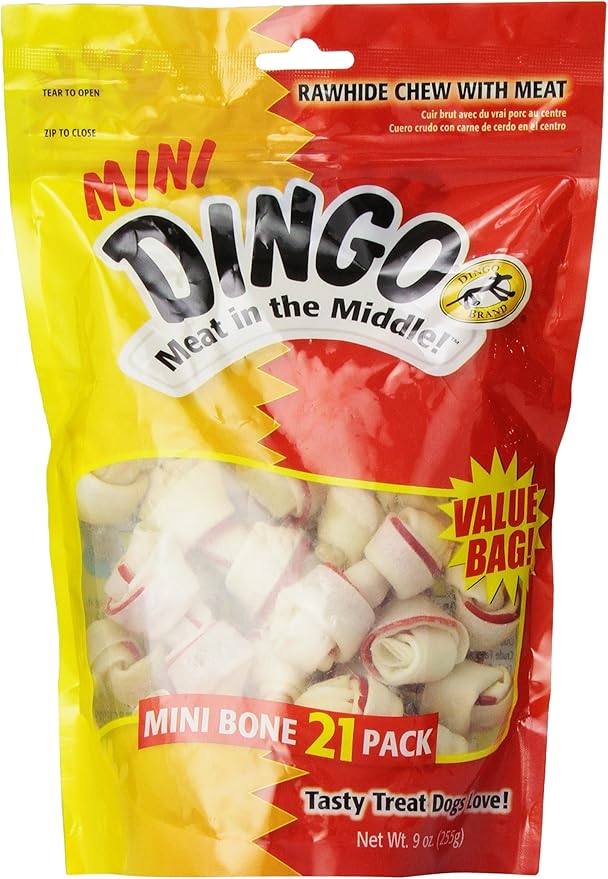 Dingo 156096 Mini Bones for Dogs, Small, Beige,21 Count (Pack of 1)