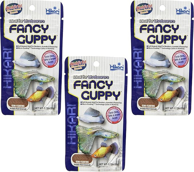 (3 Pack) Hikari Usa Tropical Fancy Guppy For Pet Health, 0.77-Ounce Each