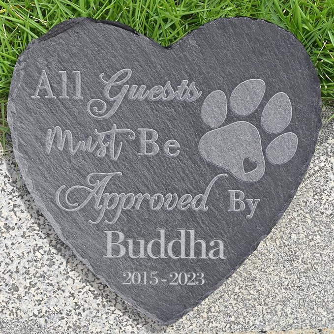 Pet Memorial Stones, Gifts Personalized, Loss of Dog Sympathy Gifts, Bereavement for Pet, Grave Headstone, - Design E, 6''x6''/15x15cm