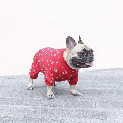 iChoue English Bulldog Pajamas Onesie Suit PJS Bodysuits for Medium Dogs Large French Frenchie Pug Pitbull Boston Terrier - Red Diamond, XL