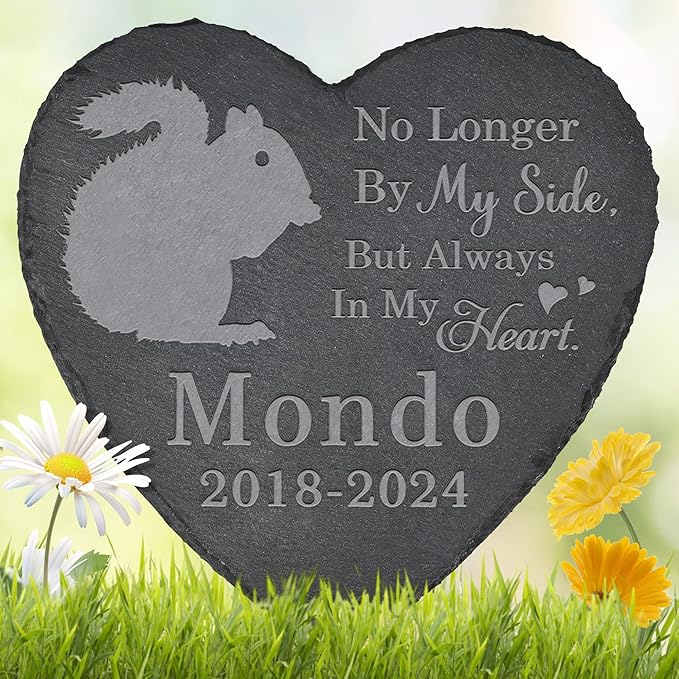 Pet Memorial Stone Squirrel - Squirrel Headstone - Squirrel Memorial Stone - Squirrel Memorial Gifts - Loss of a Squirrel - Squirrel Loss Gifts (Heart-Shaped)