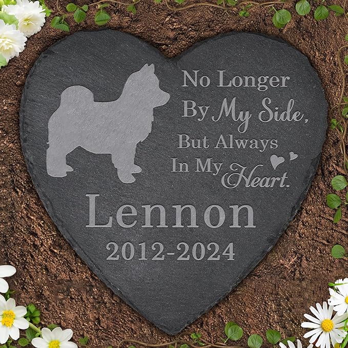 Pet Memorial Stone Dog - Dog Headstone - Dog Memorial Stone - Dog Memorial Gifts - Loss of a Dog - Dog Loss Gifts (Heart-Shaped)