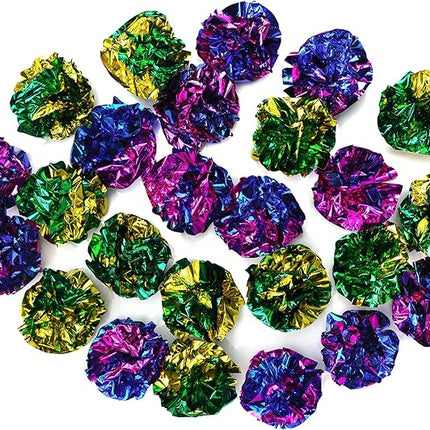 CHIWAVA 45PCS 1.6'' Mylar Balls Cat Toy Shiny Crinkle Ball Kitten Crackle Lightweight Play Assorted Color