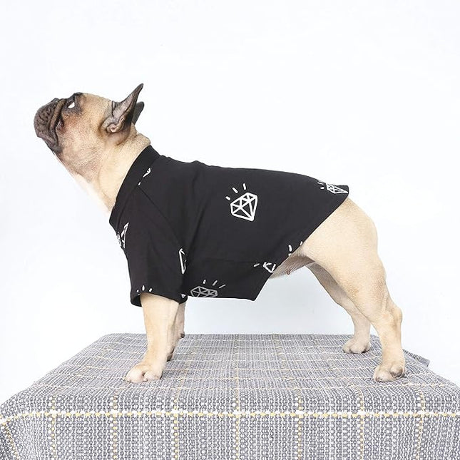 iChoue English Bulldog T Shirts Clothes for Medium Dogs Large French Frenchie Pug English Pitbull Boston Terrier - Black Diamond, XXL