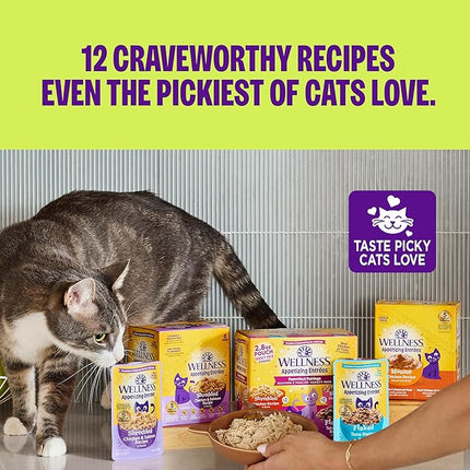 Wellness Appetizing Entrées Mousse Adult Wet Cat Food, Natural, Protein-Rich, Grain Free, 1.4 Ounce Pouch, 8 Pack (Chicken Recipe)