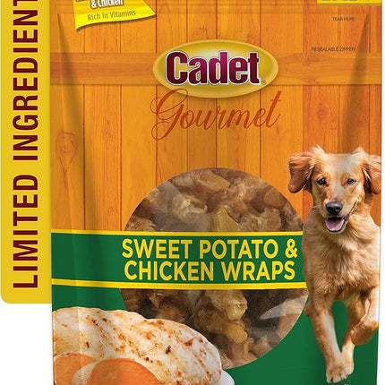 Cadet Gourmet Sweet Potato & Chicken Wraps Limited-Ingredient Dog Chews, Healthy and Natural Training Treats for Small and Large Dogs, 14 oz.