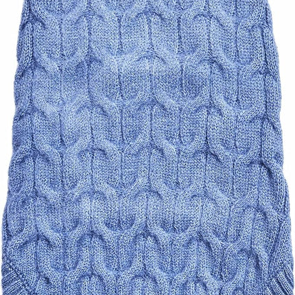 Blueberry Pet Classic Fuzzy Textured Knit Pullover Crew-Neck Dog Sweater in Heather Blue, Back Length 16", Pack of 1 Clothes for Dogs