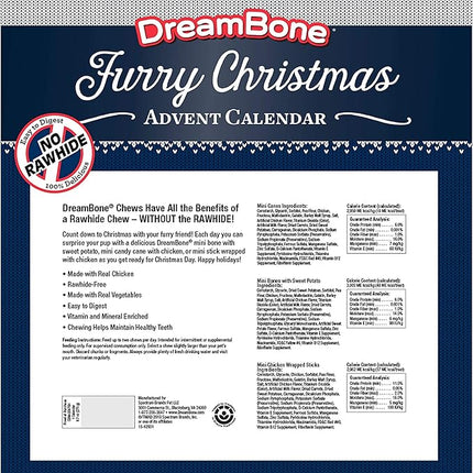 DreamBone Holiday Advent Calendar, Rawhide-Free Dog Treats, for Dogs, 24 Count