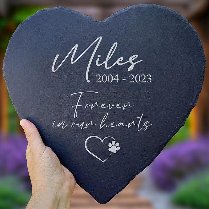 Dog Memorial Gifts for Loss of Dog, Cemetery Decorations for Grave, Pet Loss Sympathy Gift, Personalized Remembrance Garden Stone, Cat Lovers Heaven Grave Markers Bereavement Headstone (A02H)