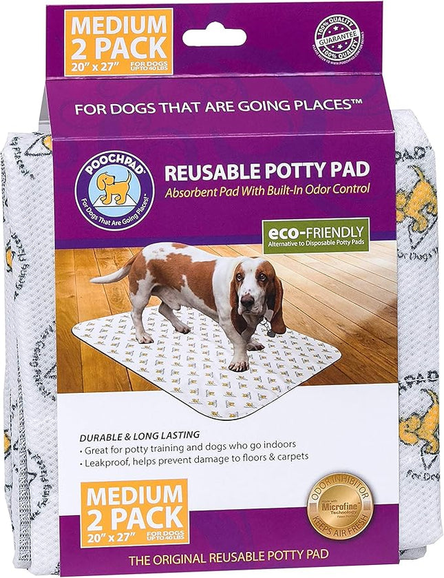 PoochPad Original Washable, Reusable Potty Pad (Medium, Pack of 2) - Unmatched Odor Control, Leakproof Puppy Training Pee Pad