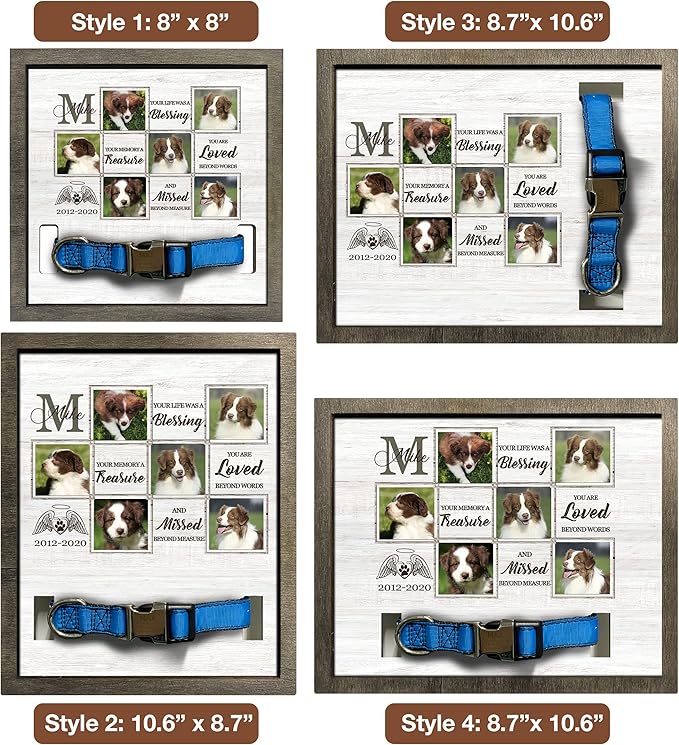 Customized Pet Memorial Frame Wooden Dog Heartfelt Gift Deceased Personalized Dog Loss Sign Remembrance Animal Passing Away Puppy Picture Frames Gifts for Pet Owners Christmas Tabletop Plaque