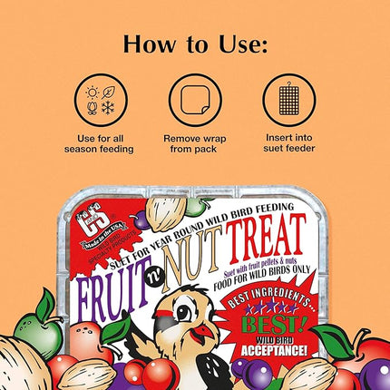 C&S Fruit n’ Nut Suet Treat, Suet Cakes for Wild Birds Including Robins, Blue Jays, Bluebirds, Tanagers, Thrushes and More, 8 Pack