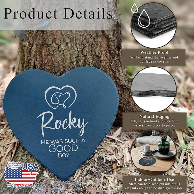 Dog Memorial Gifts for Loss of Dog, Cemetery Decorations for Grave, Pet Loss Sympathy Gift, Personalized Remembrance Garden Stone, Cat Lovers Heaven Grave Markers Bereavement Headstone (A10H)