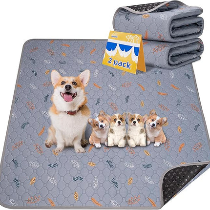 Sunheir 2-Pack Extra Large Reusable Dog Mat for Floor, Dog Playpen, Non-Slip Waterproof, Super Absorbent Washable Pee Pads for Dogs, Pet Whelping Pads, Crate (36" x 41", Light Grey)