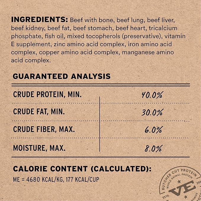 Vital Essentials Freeze-Dried Raw Beef Meal or Mixer Dog Food Soft Nibs | 98% Beef, Organs & Bone | 14 oz
