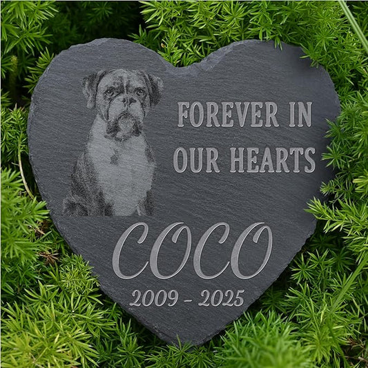 Personalized Pet Memorial Stone, Dog Memorial Gifts, Pet Loss Sympathy Gift, in Memory of Dog Cat - in Our Hearts（Heart）
