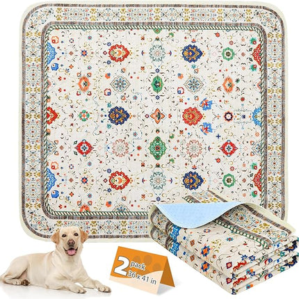 KOOLTAIL Washable Pee Pads for Dogs,2 Pack Super Absorbent Reusable Puppy Training Pads Waterproof, Nonslip and Leak-Proof Dog Pee Pads, Large Pet Mats Whelping Pads for Floor, Crate, Couch 36 * 41"