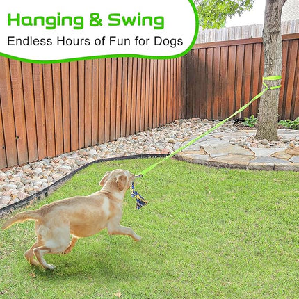 XiaZ Tug of War Dog Toy, Interactive Dogs Toy Bungee Hanging Tether with 2 Chew Rope Toys, Heavy Duty Puppy Outdoor Activity Aggressive Chewers Best Small to Large Boredom Exercise and Play (Green)