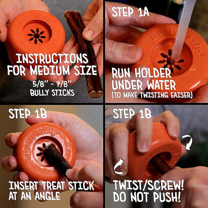 Bully Stick Holder for Dogs - Medium Size - Interactive Dog Toy, Dog Treat Holder, Slow Feeder, Treat Dispenser, Chew Toy and Dog Safety Device