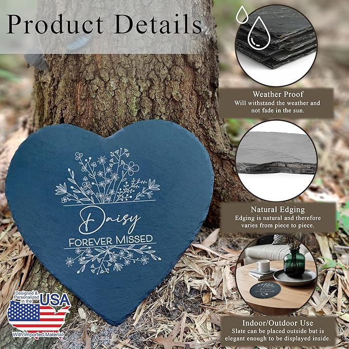 Dog Memorial Gifts for Loss of Dog, Cemetery Decorations for Grave, Pet Loss Sympathy Gift, Personalized Remembrance Garden Stone, Cat Lovers Heaven Grave Markers Bereavement Headstone (A08H)