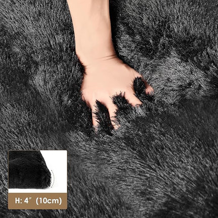 EHEYCIGA Fluffy Dog Crate Bed for Small Dogs, Plush Faux Fur Crate Pad, Calming Anti Anxiety Small Dog Bed, Washable Soft Warm Mat with Non-Slip Bottom, Black