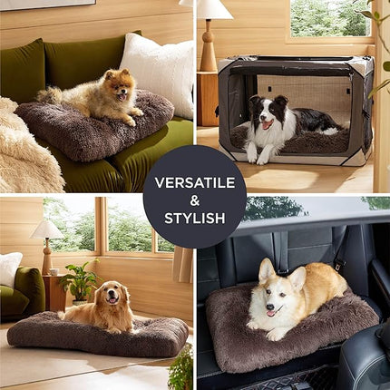 Bedsure Washable Extra Large Dog Bed for Crate, Faux Fur Dog Crate Pad for Large Breed, Plush Soft Comfort Dogs Sleeping Mat, Anti-Slip Pet Kennel Pad, 41" x 29", Dark Brown