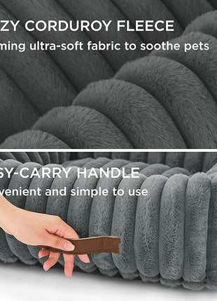 Bedsure Cute Dog Bed for Extra Large Dogs - Washable Furry Puppy Beds, Rectangle Orthopedic XL Pet Beds with Removable Zipper Cover, 43x30x8inches, Warm Grey