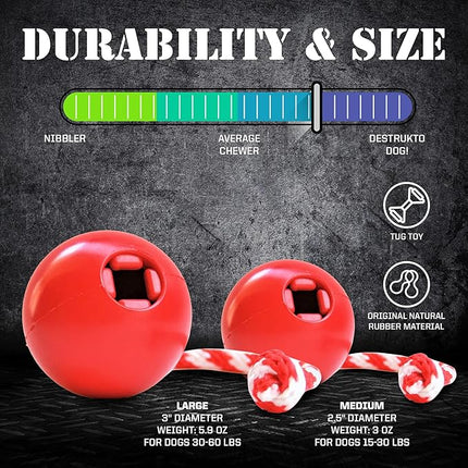 SodaPup USA-K9 Cherry Bomb – Durable Dog Tug Toy, Treat Dispenser, Chew Toy Made in USA from Non-Toxic, Pet Safe, Food Safe Natural Rubber Material for Bonding, Exercise, Training & More