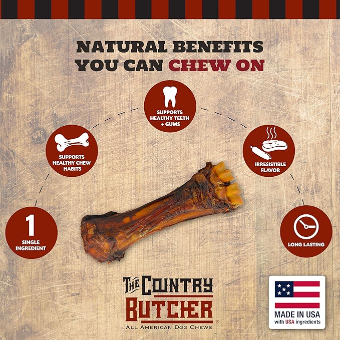 Beef Shank Dog Bonesfor Aggressive Chewers, Large Breed Dog Treat, Natural, Tough, Chew Toy, Made in The USA, 3 Count