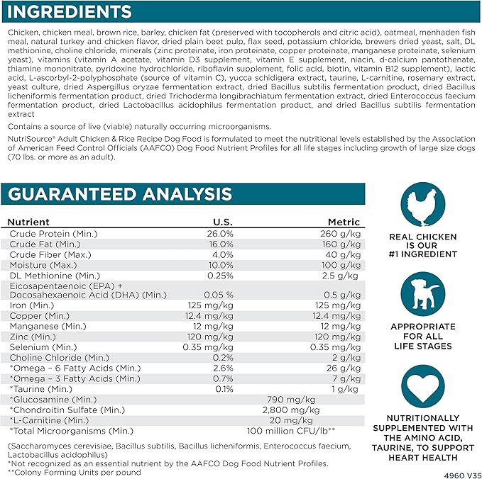 Nutrisource Adult Chicken & Rice Dog Food 5Lb