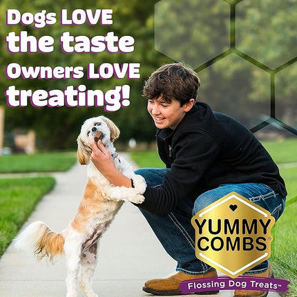 Yummy Combs Dog Dental Treats – Vet VOHC Approved, Removes Tartar & Cleans Teeth – Yummy High Protein Chicken Treat for Extra Large Dogs (Mini Pack, 4 Count)