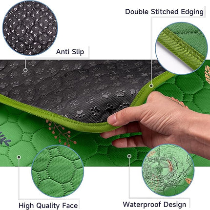 Sunheir 2-Pack Extra Large Reusable Dog Mat for Floor, Dog Playpen, Non-Slip Waterproof Super Absorbent Washable Pee Pads for Dogs, Pet Whelping Pads, Potty Training - Green, 36" x 72"