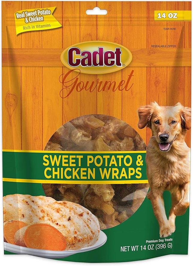 Cadet Gourmet Sweet Potato & Chicken Wraps Limited-Ingredient Dog Chews, Healthy and Natural Training Treats for Small and Large Dogs, 14 oz.