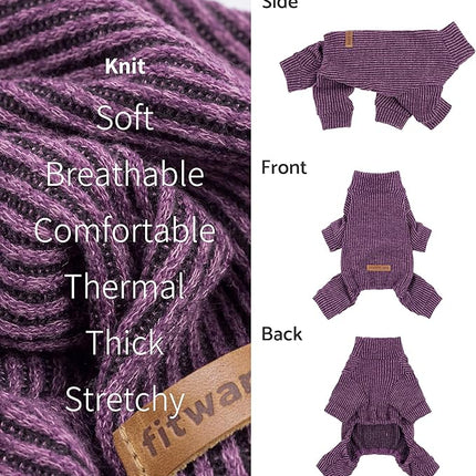 Fitwarm Mock Neck Knitted Dog Pajamas, Warm Winter Clothes for Small Dogs Boy Girl, Pet Onesie, Purple, XS